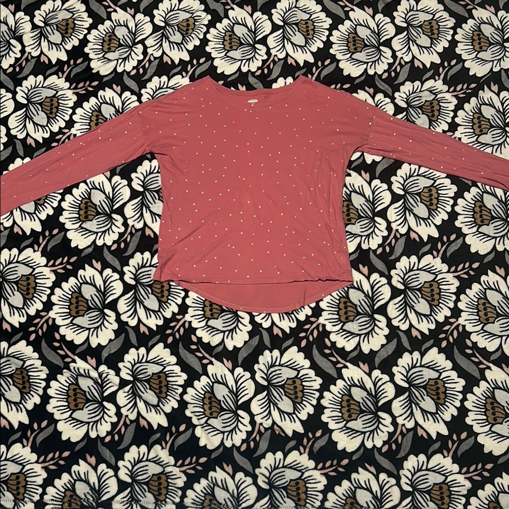 Pink Polka Dot Long Sleeve Top
